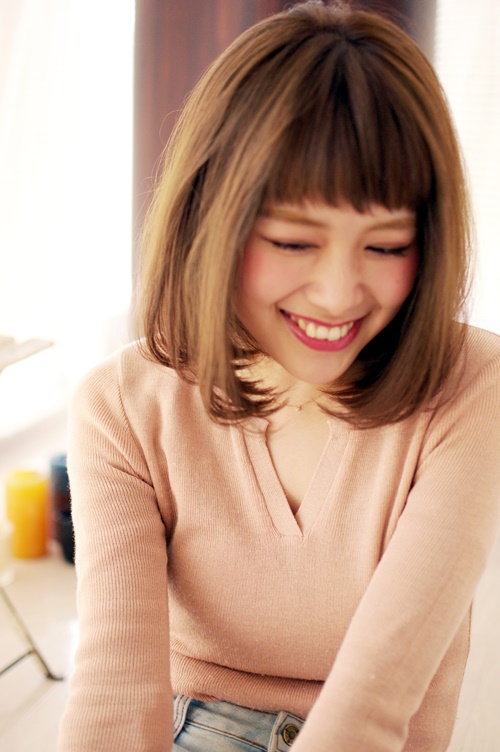 長めボブの人気は不動のものに！！ショートバングがおしゃれなナチュラルロブ♪