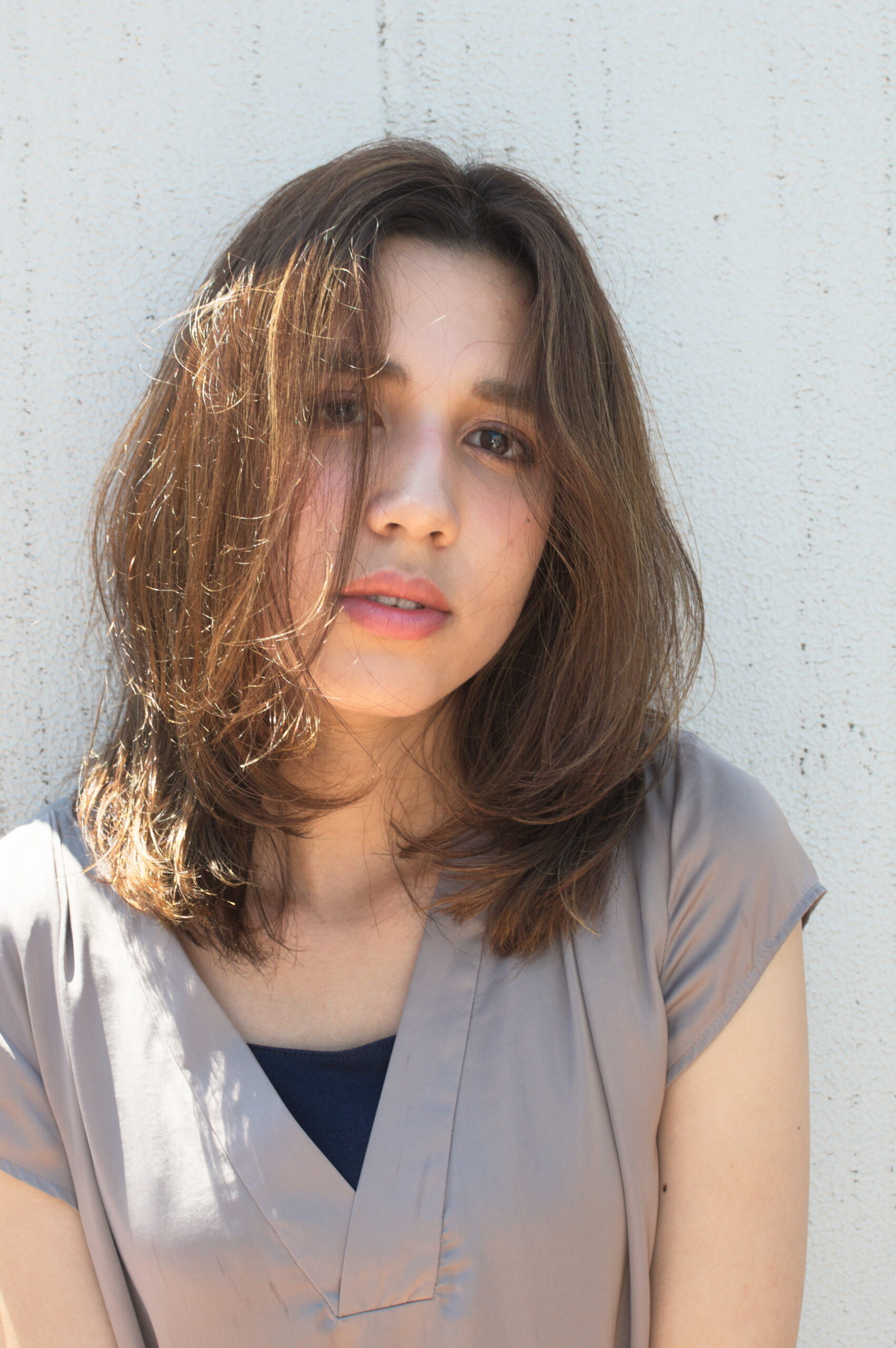 外国人風センターパートミディアム