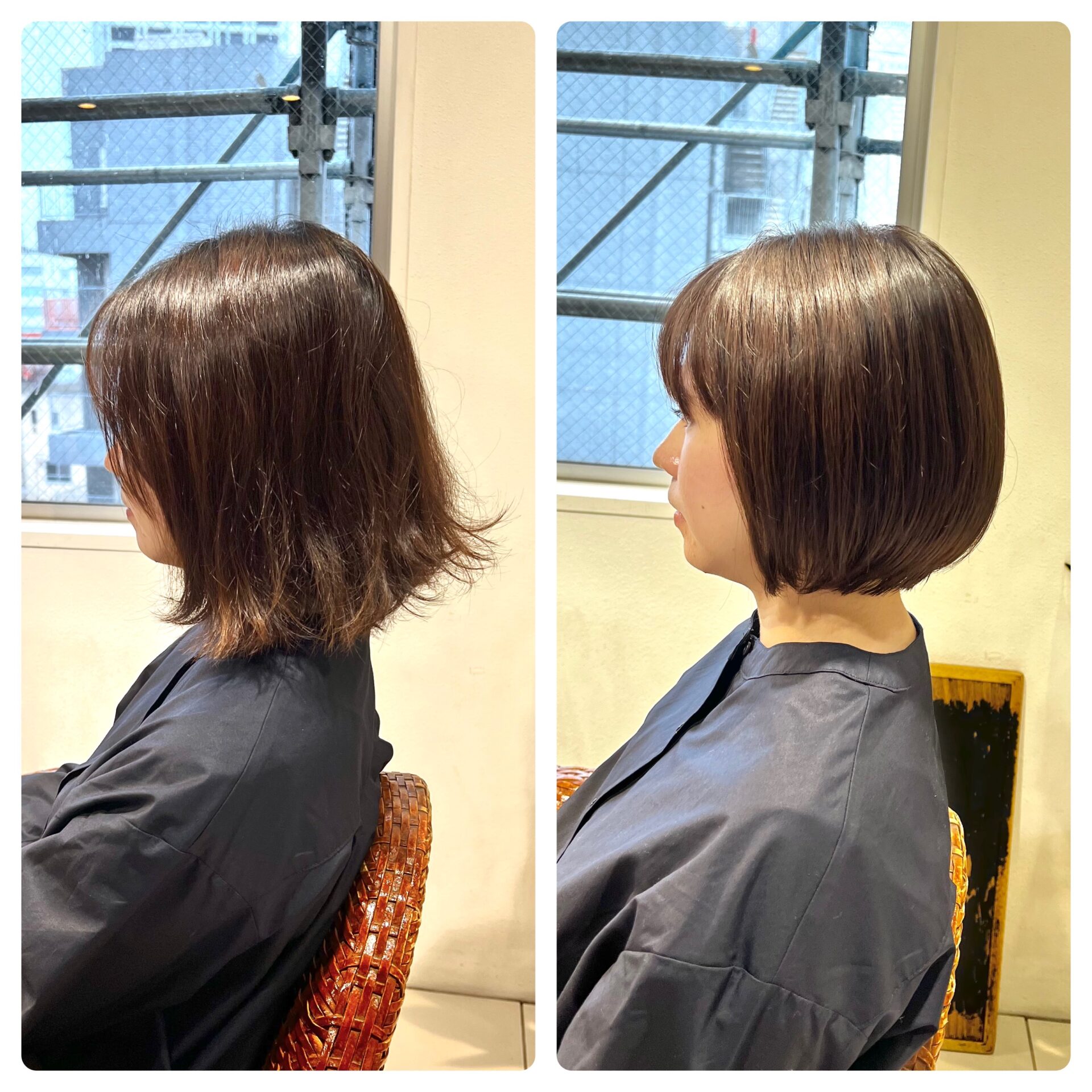 伸び伸びボブをバッサリショートボブに！