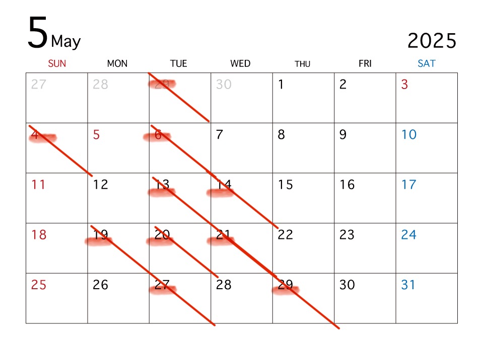 山口の5月のスケジュール♪