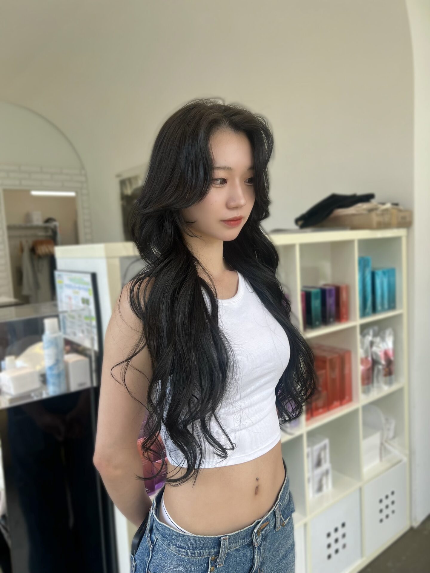 Blue black × layer cut