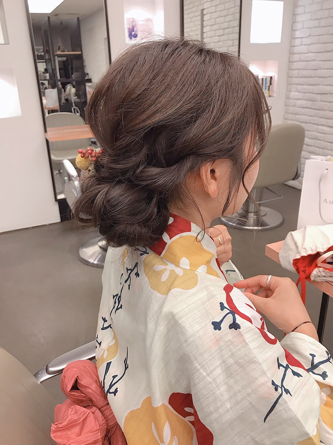 浴衣営業だったのでヘアセットしてみました😋